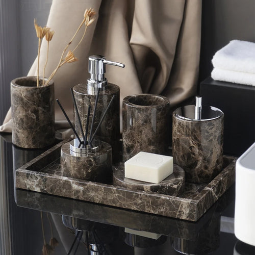 natural marble bathroom accessories luxury set - vue 2 sur 27