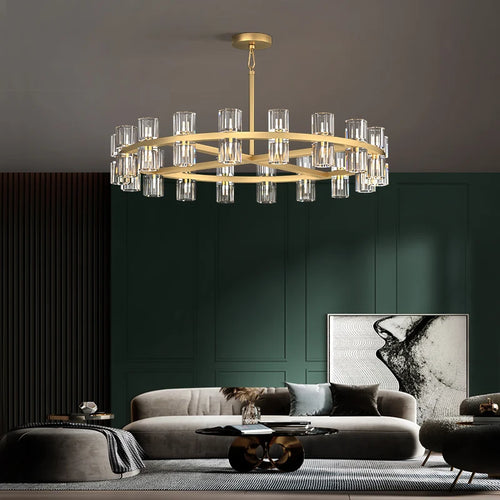 Classic black and gold crystal pendant light with elegant design - vue 6 sur 13