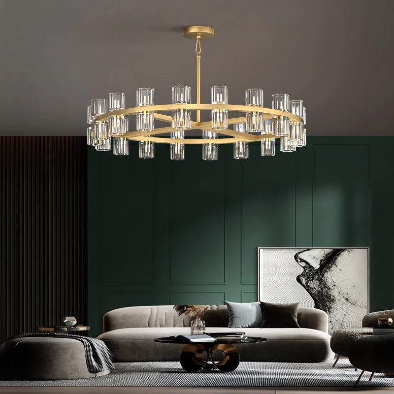 Classic black and gold crystal pendant light with elegant design - vue 5 sur 13