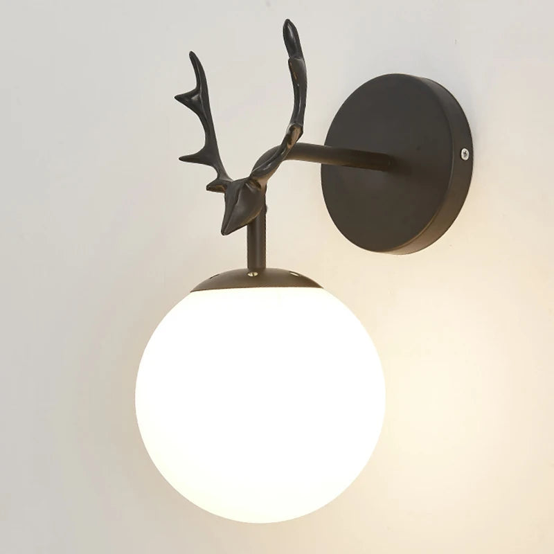 Retro glass ball decorative LED wall light night lamp