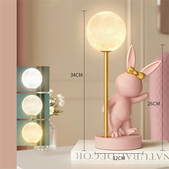 Nordic pink rabbit table lamp - vue 9 sur 16