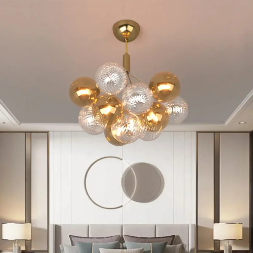 Modern multicolour glass ball ceiling chandelier luxury decor lighting - vue 4 sur 9