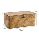 woven storage basket with lid for jewelry and miscellaneous items