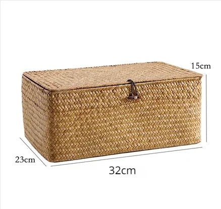 woven storage basket with lid for jewelry and miscellaneous items - vue 11 sur 11