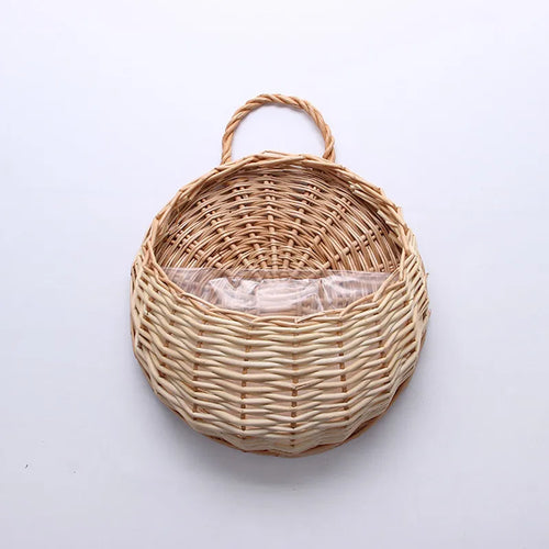 rattan and wicker wall planter for plants - vue 6 sur 12
