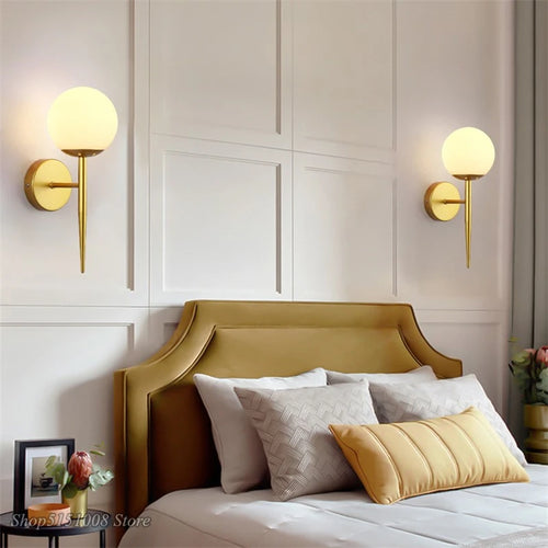 Modern Nordic LED glass ball wall light artistic decor - vue 3 sur 10