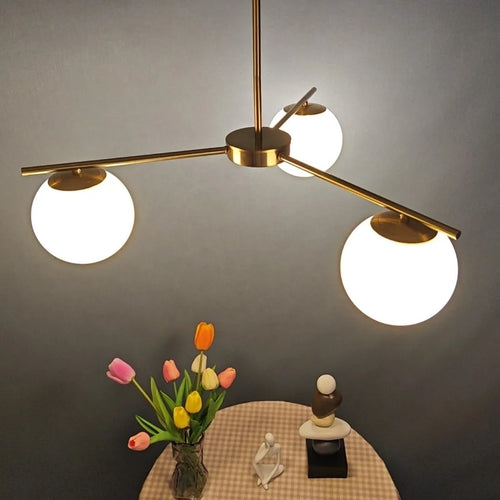 Modern Nordic milky glass chandelier for home decor - vue 5 sur 7