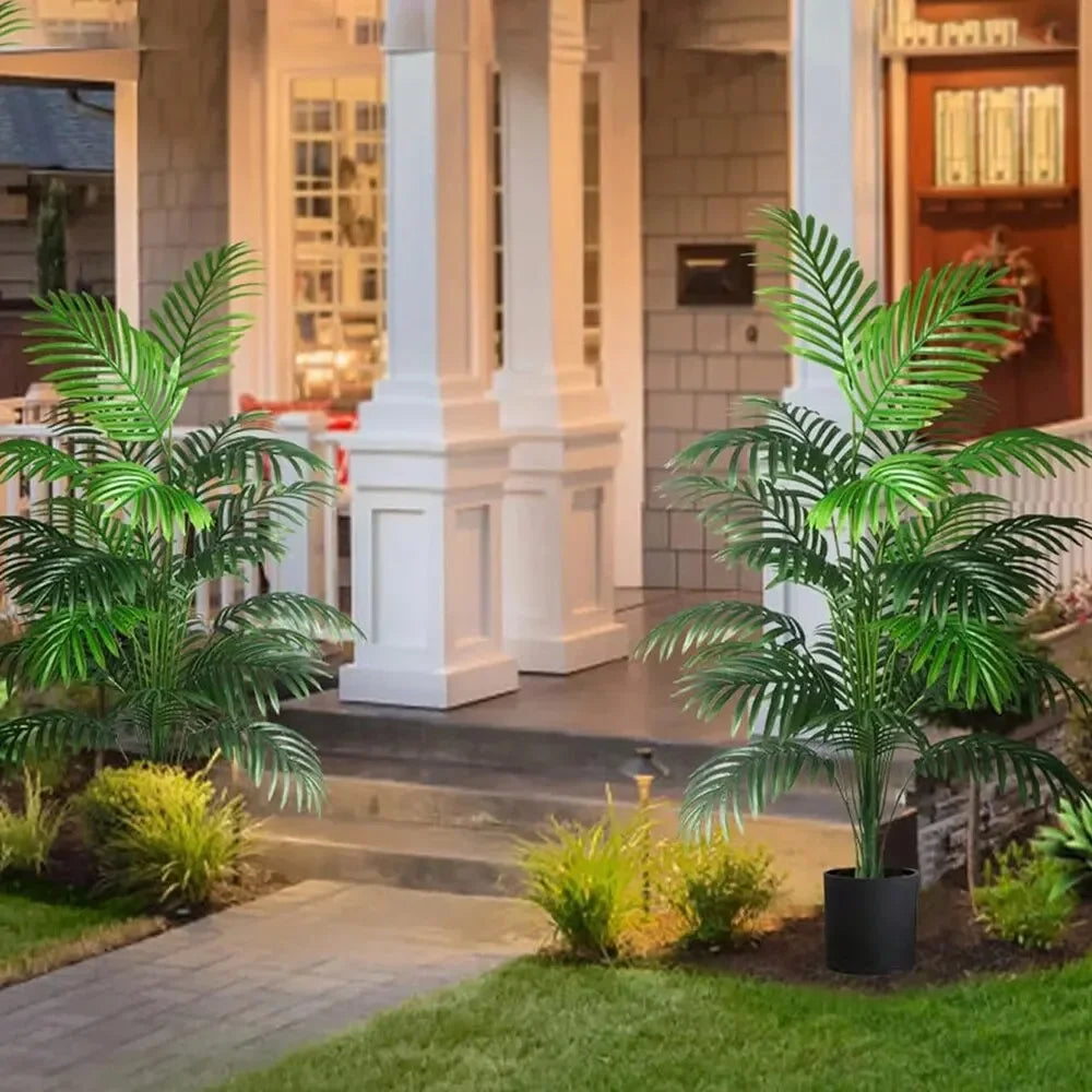 Large artificial palm and banana leaf plants for garden decoration