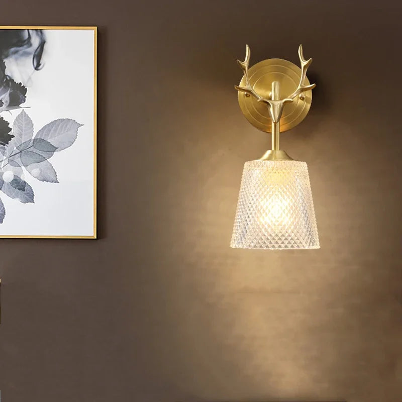 Elegant retro glass chandelier with multiple copper heads - vue 3 sur 9