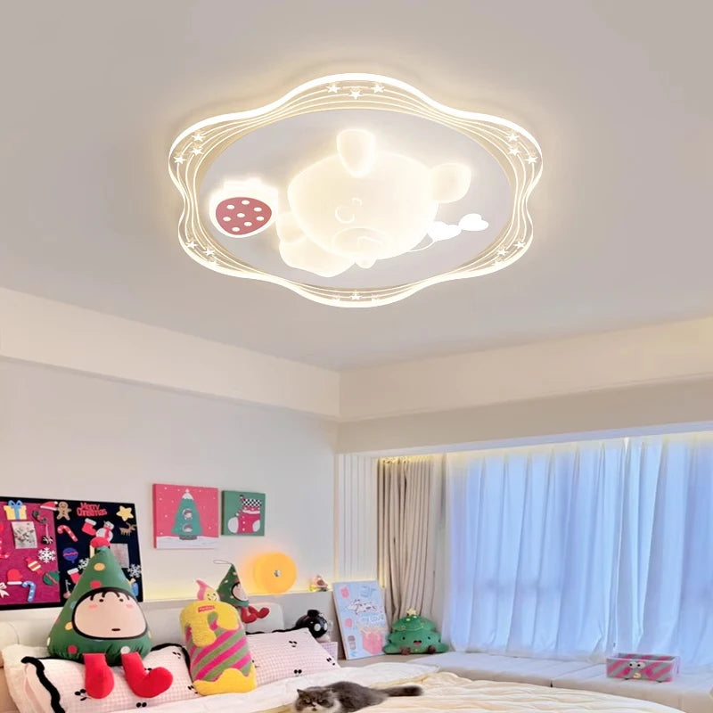 Children’s ceiling light with strawberry and clover cartoon motif