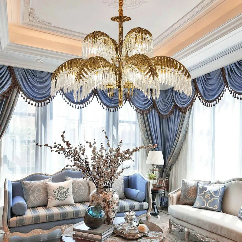 Copper chandelier with crystal for elegant and retro decoration