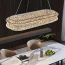 Modern clear crystal chandelier in stainless steel with dimmable light and adjustable cord