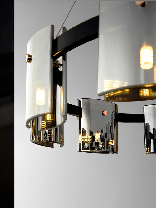 Modern glass chandelier for elegant designer lighting - vue 5 sur 14
