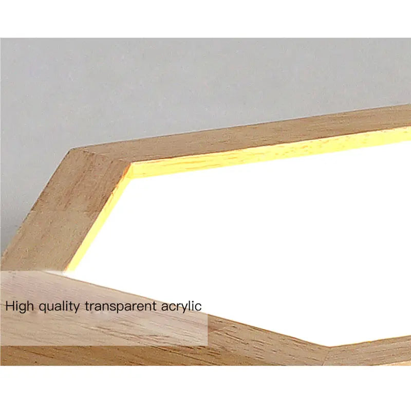 Modern hexagonal wooden LED ceiling light - vue 5 sur 11