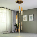 Modern LED crystal chandelier for staircases, elegant decorative lighting