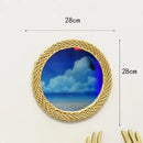Nordic Style Straw Rattan Wall Decor, Round Rattan Mirror, Decoration Mirror