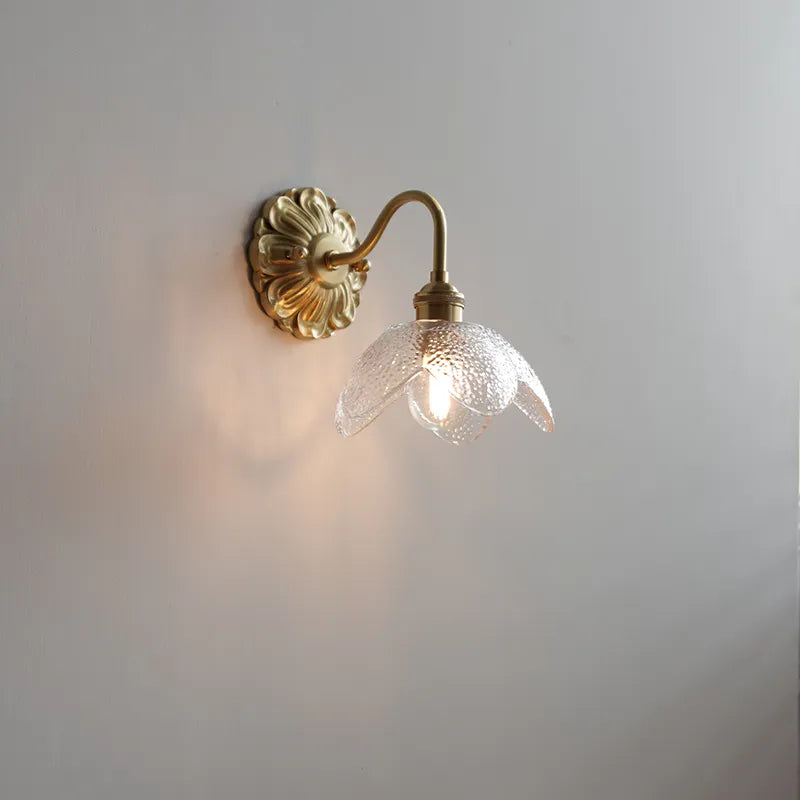 Modern smoked grey glass LED wall light copper indoor - vue 6 sur 23
