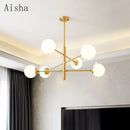 Modern nordic glass and copper chandelier