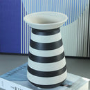 geometric striped ceramic vase for home decor