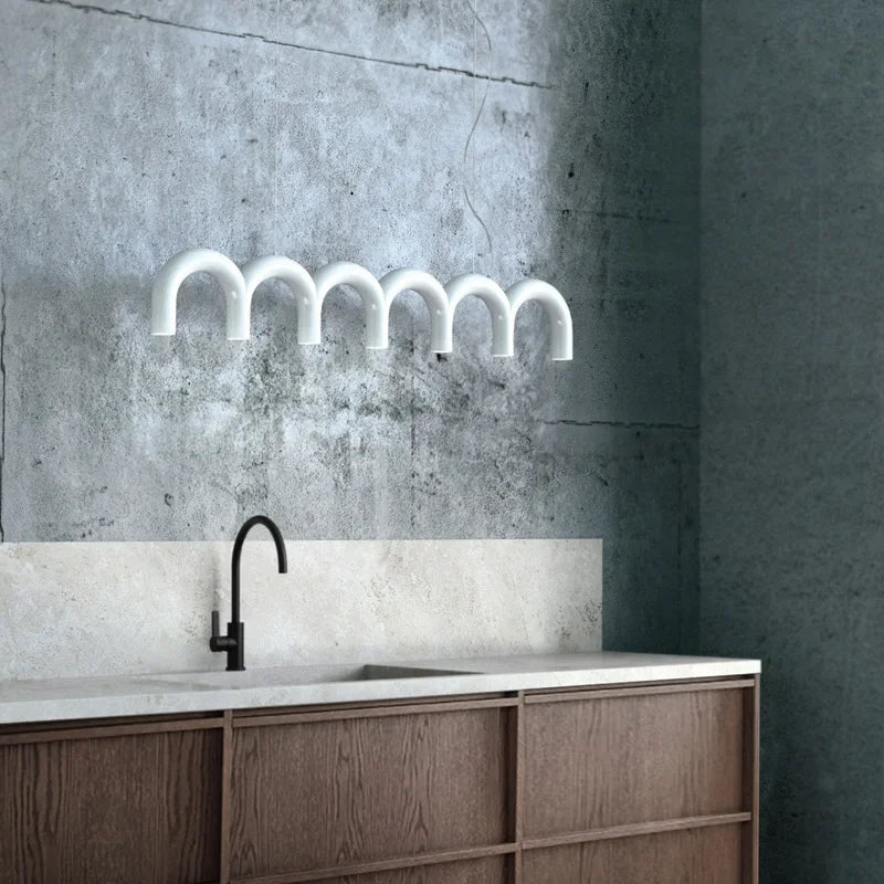 Modern minimalist LED chandelier for dining and kitchen tables - vue 4 sur 14