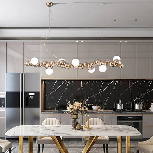 Modern creative Nordic bubble ball chandelier chrome finish - vue 3 sur 9