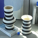 geometric striped ceramic vase for home decor