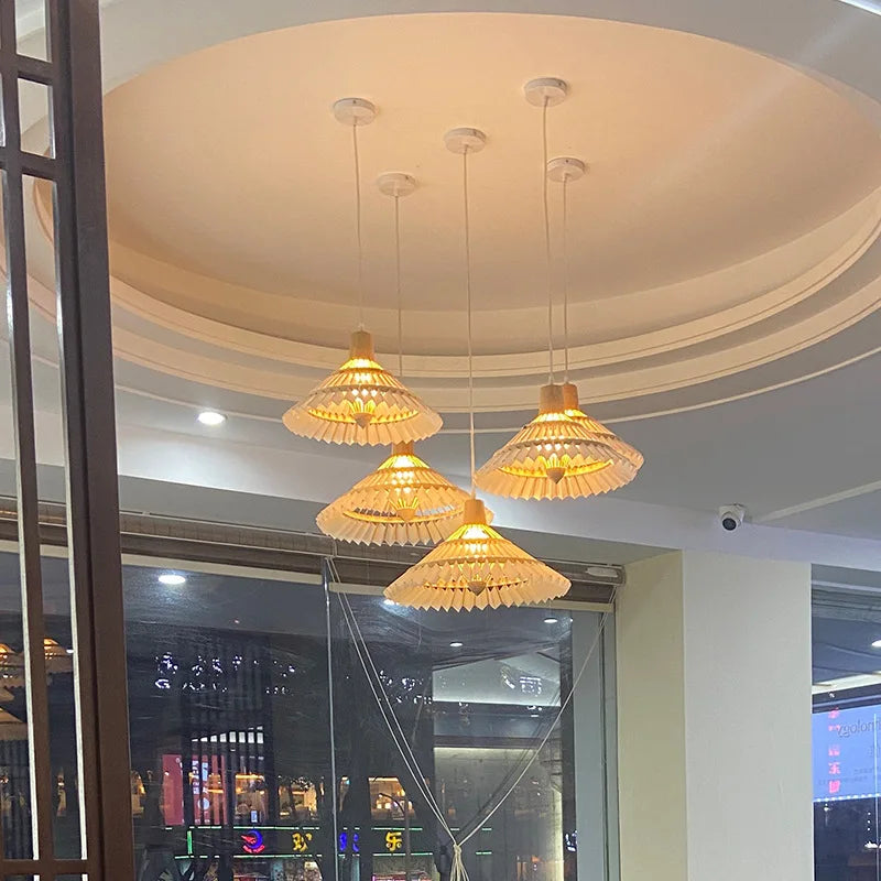 Creative Chinese-style woven bamboo chandelier for decorative lighting - vue 3 sur 12