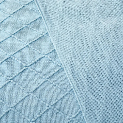 plaid tricoté jacquard à carreaux avec pompons décoratif - vue 4 sur 7