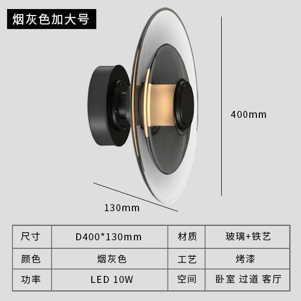 Minimalist glass art LED wall light for interior design - vue 8 sur 11