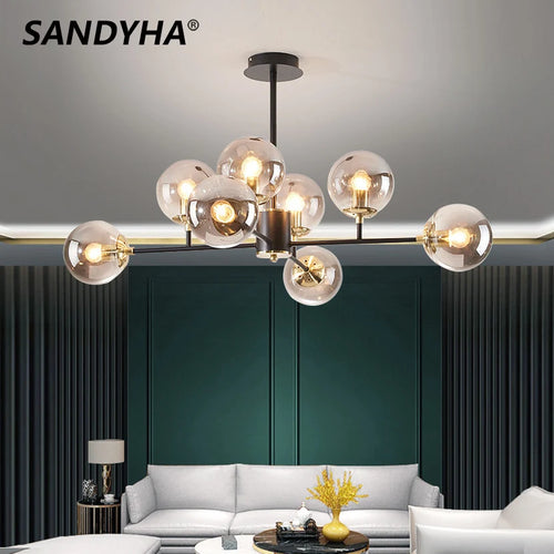 Sandyha modern luxury molecular glass LED chandelier - vue 2 sur 9