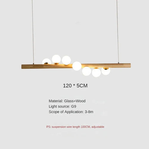 Wood and glass pendant light for modern and creative restaurant - vue 8 sur 10