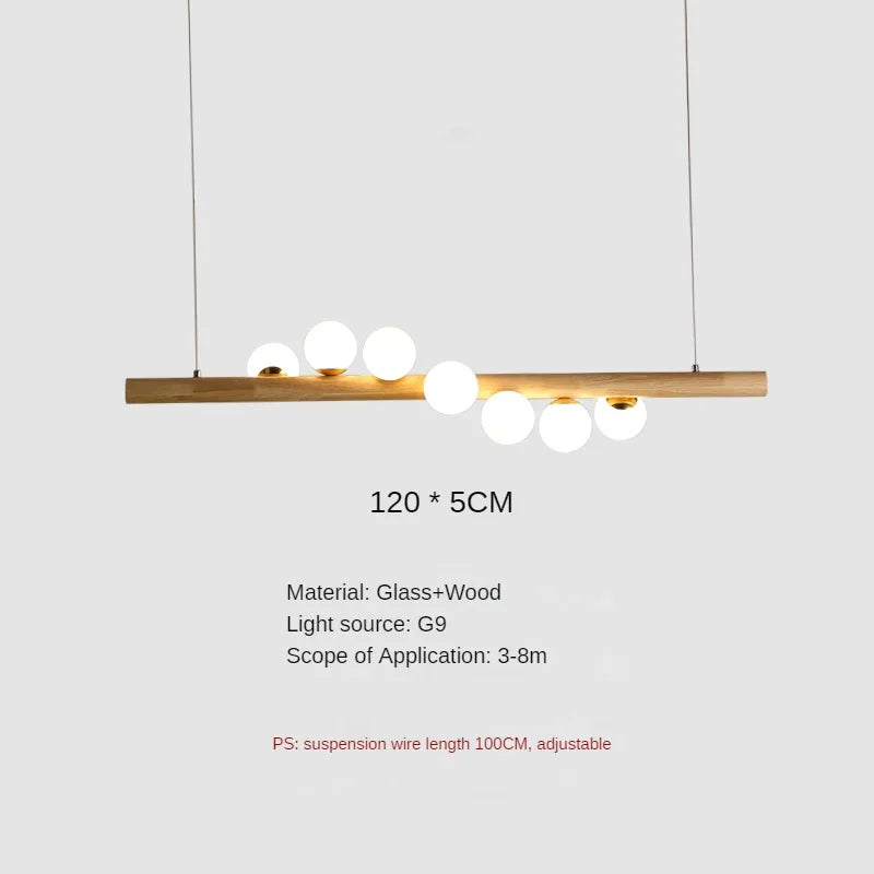Wood and glass pendant light for modern and creative restaurant - vue 7 sur 10