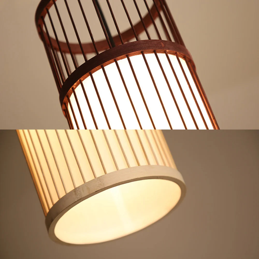 Handwoven bamboo rattan pendant light - vue 6 sur 8