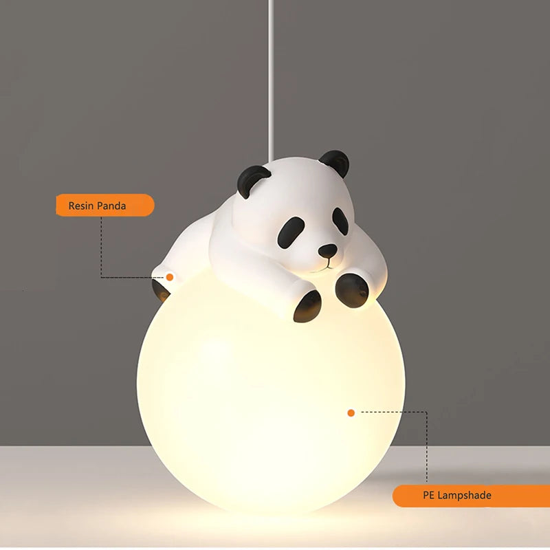 Panda resin pendant light for children's room - vue 5 sur 7