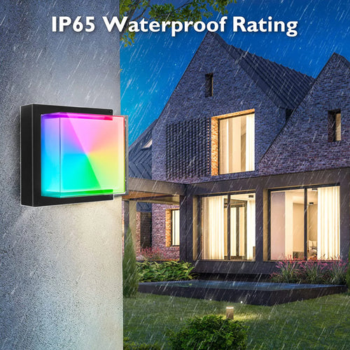 Outdoor LED wall light wi-fi waterproof double lampshade aluminium acrylic - vue 3 sur 15