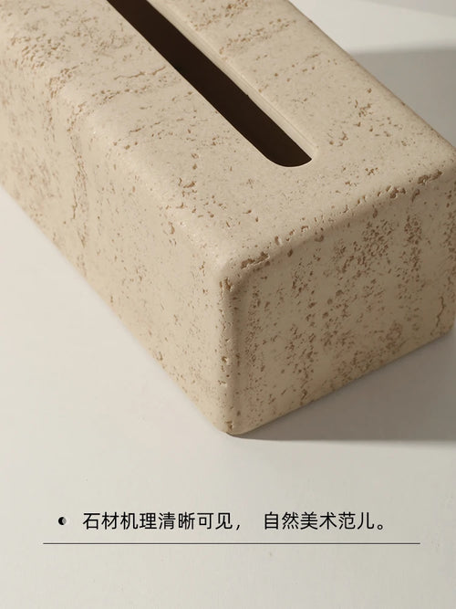 modern marble tissue box elegant and lightweight design - vue 5 sur 6
