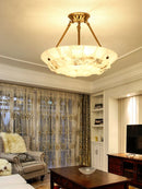 Minimalist copper and marble chandelier modern design