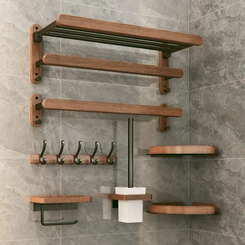 wooden bathroom hardware set - vue 2 sur 18
