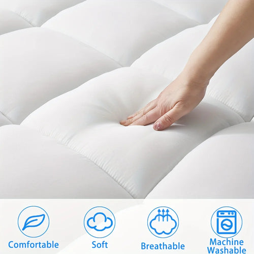 1pc Cooling Mattress Topper, Extra Thick Quilted Mattress Pad Cover with Deep Pocket, Fluffy & Soft Knitted Mattress Protector - vue 3 sur 6