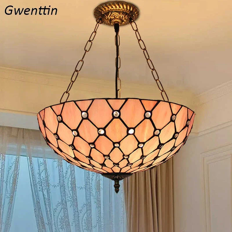 Tiffany style stained glass chandelier for interior decoration
