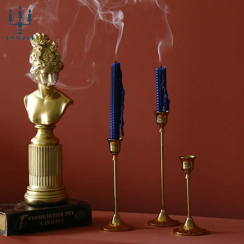 Set of 3 metal candle holders elegant decoration for weddings and parties
