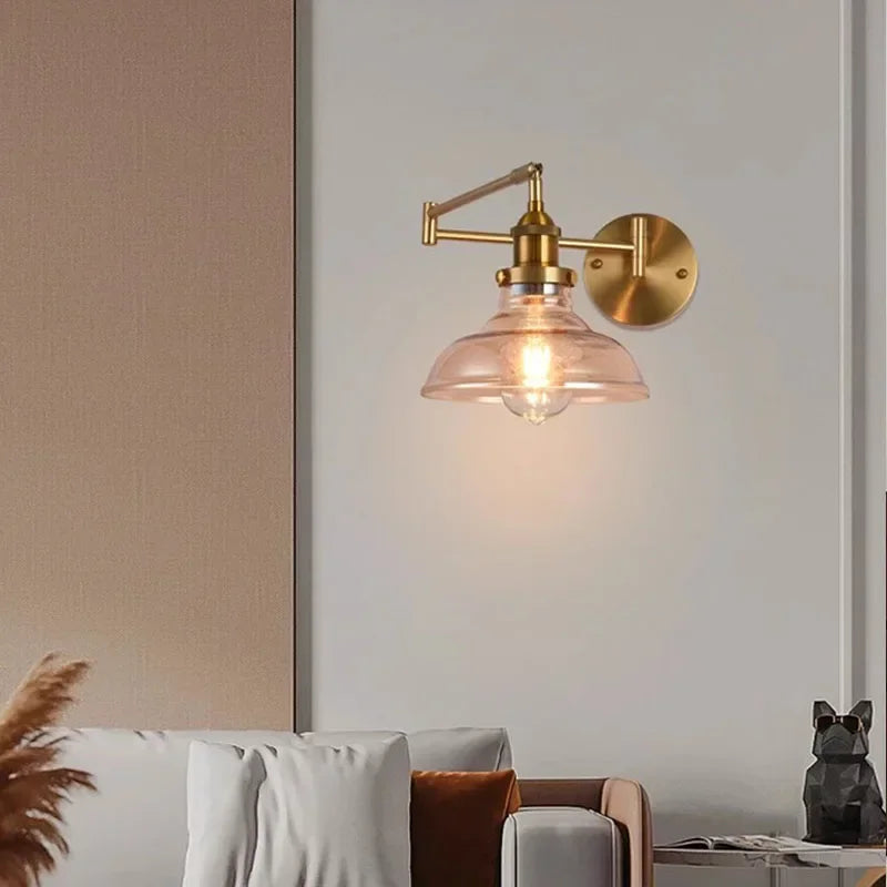 Modern adjustable designer glass wall light for indoor and outdoor use