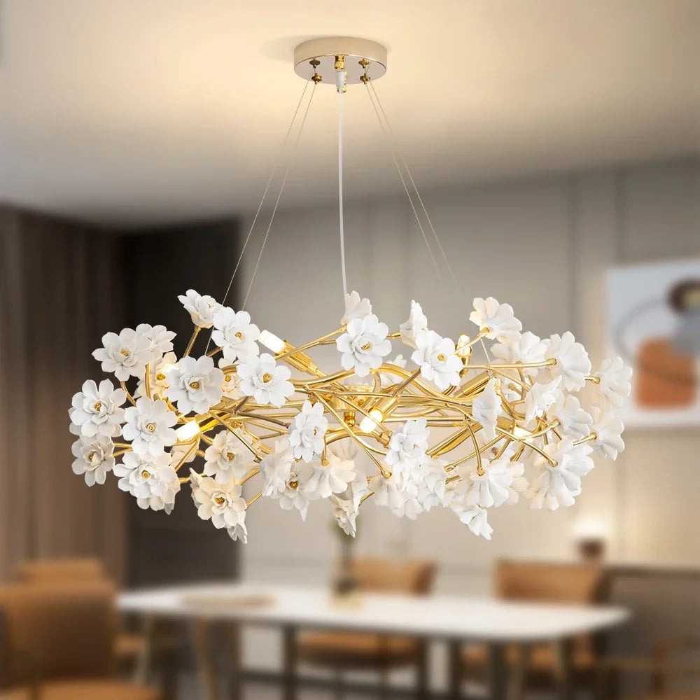 French ceramic flower chandelier for romantic decor