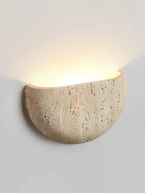 Medieval style retro LED wall lamp in natural stone - vue 3 sur 6