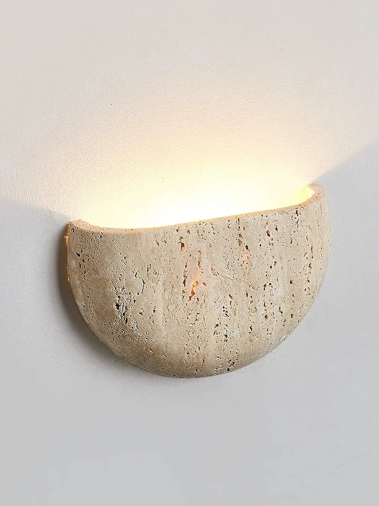 Medieval style retro LED wall lamp in natural stone - vue 3 sur 6