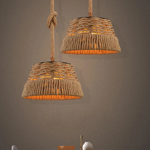 Retro hemp pendant light for industrial and artistic decor - vue 2 sur 7
