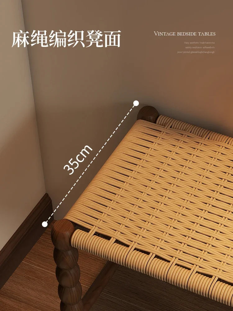 Creative Gourd Stool, French Woven Solid Wood Stool, Household Shoe Changing Stool, Living Room Sofa Side Shelf - vue 2 sur 13