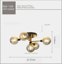 Designer glass LED ceiling light for indoor decor