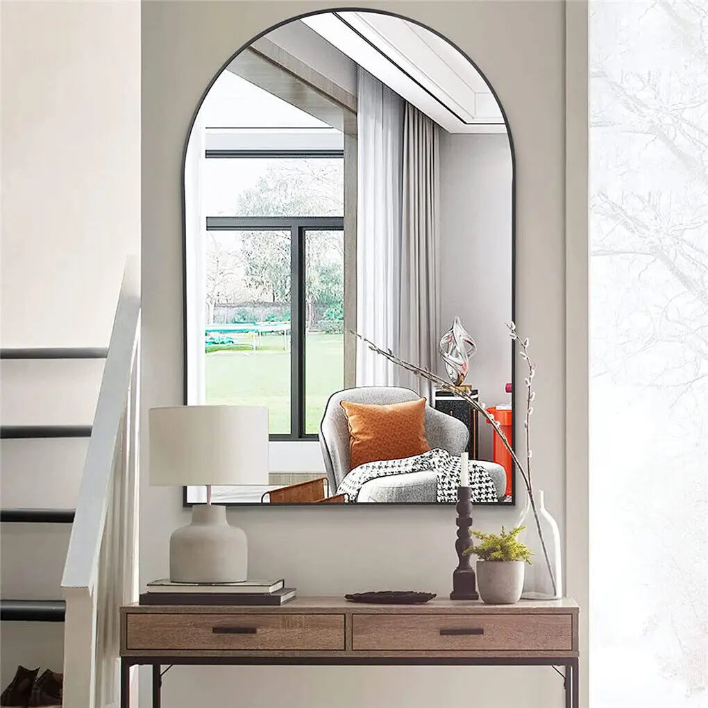 LUVODI Home Decorative Mirror with Black Arched Frame for Bathroom, Entryway, Living Room - vue 4 sur 7