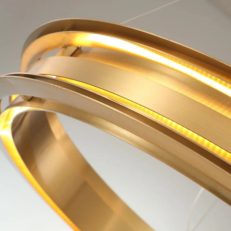 Minimalist Italian post-modern LED ring chandelier - vue 6 sur 12